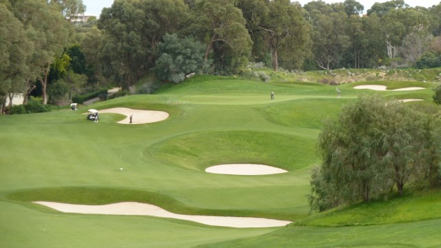 The 2nd fairway at its moon crater at Joondalup Resort Quarry Course