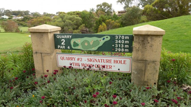 The second hole marker at Joondalup Resort Quarry Course