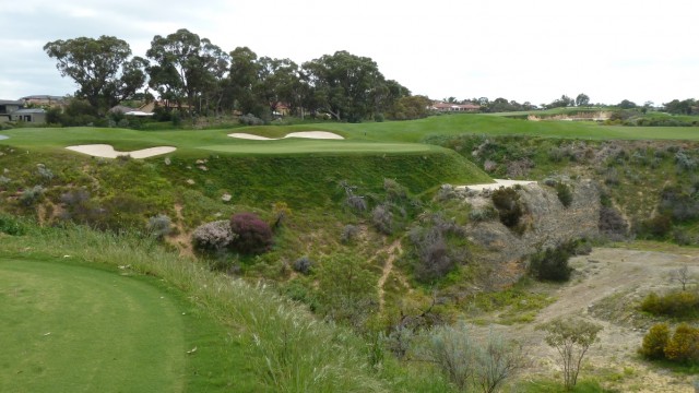 The 3rd tee over the quarry at Joondalup Resort Quarry Course