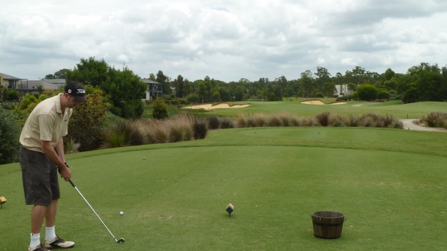 Brendan about to tee off on the 12th tee at Kooindah Waters Golf Club