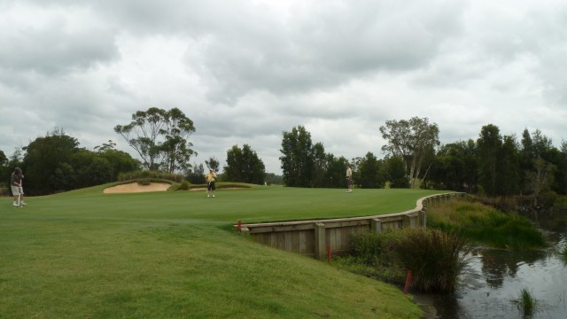 The 2nd green at Kooindah Waters Golf Club