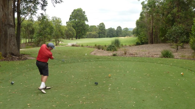 Me teeing off on the 7th at Kooindah Waters Golf Club