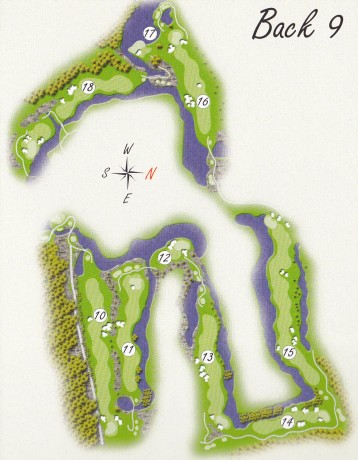 Course map for back 9 at Kooindah Waters Golf Club