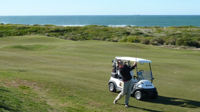 Brendan playing on the 2nd fairway at Magenta Shores Golf & Country Club