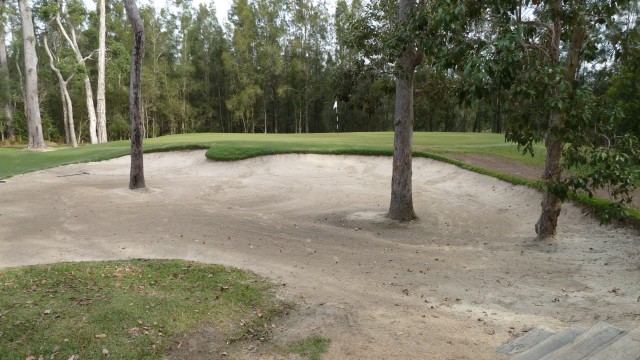 The 16th green at Pelican Waters Golf Club