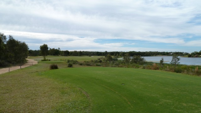 The 1st tee at Pelican Waters Golf Club