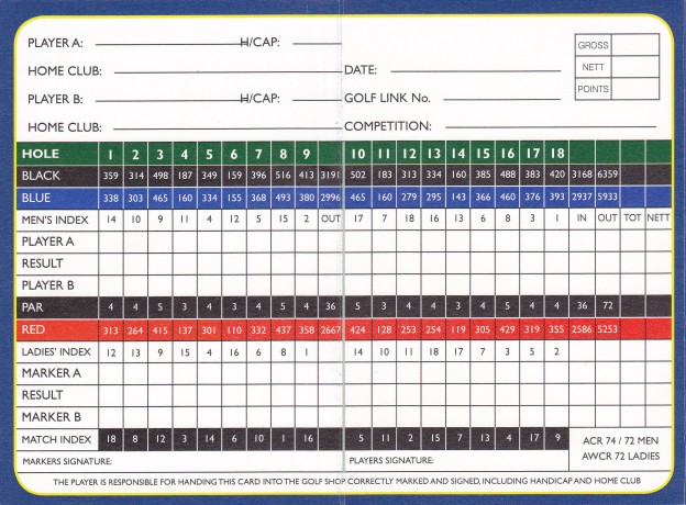 Scorecard for Pelican Waters Golf Club