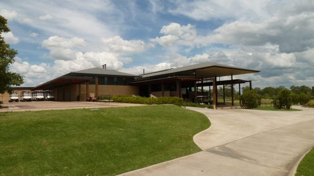 The clubhouse at Twin Creeks Golf & Country Club