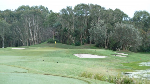 The 2nd green at Twin Waters Golf Club