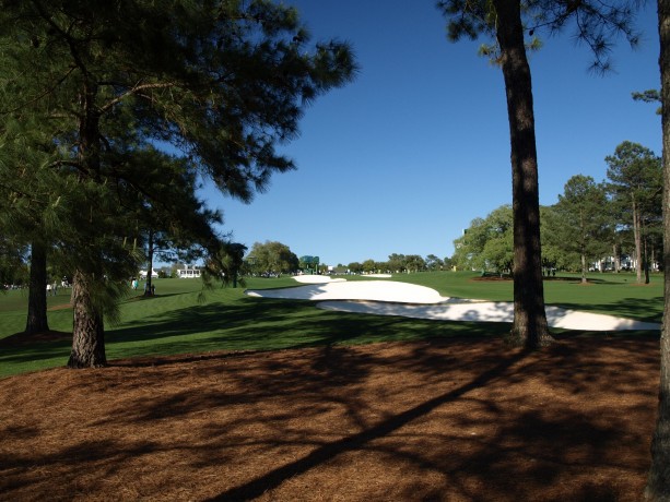 Coming up the 18th fairway at Augusta National Golf Club