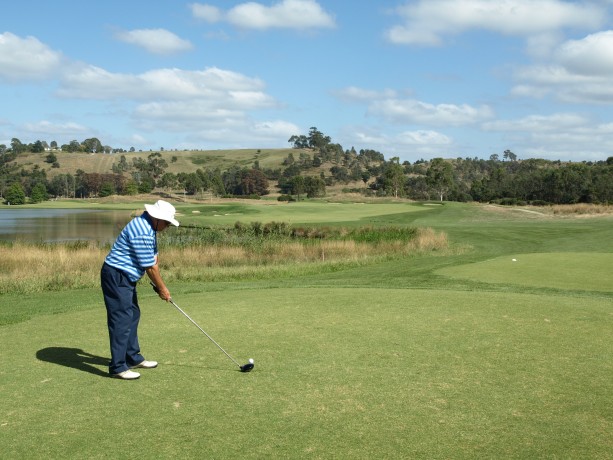 Colin teeing of on the 9th at Heritage Golf & Country Club St Johns Course