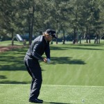 Hunter Mahan playing the 1st at the Masters