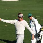 Ian Poulter on the driving range at the Masters