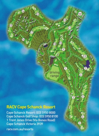 Course map for RACV Cape Schanck Resort