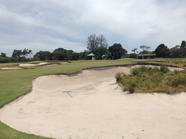 The 18th green at Royal Melbourne Golf Club East Course