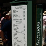 Items from the food menu at The Masters