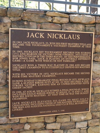 Plaque for Jack at Augusta National