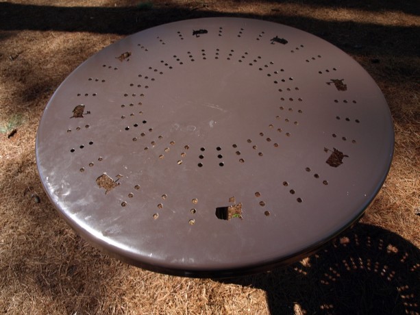 Table stamped with The Masters flag