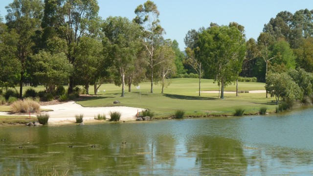 The 14th temporary green at Lakelands Golf Club