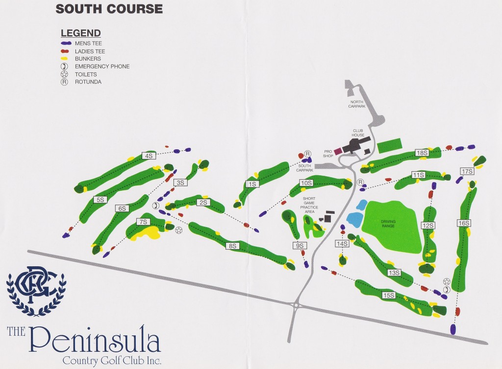 Map of South Course for Peninsula Country Golf Club