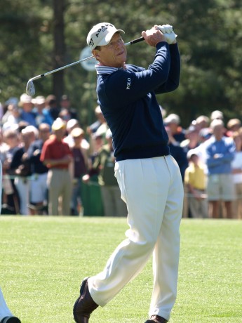 Tom Watson on the 15th at the Masters