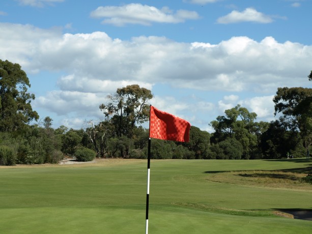 The pin flag at Long Island Country Club