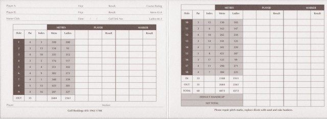 Scorecard for RACV Healesville Country Club