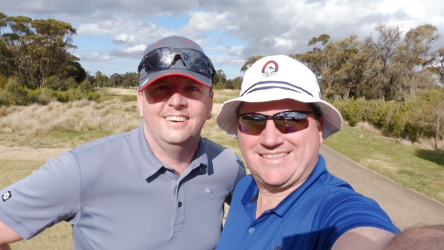 James and I on the 18th Tee at Eynesbury Golf Club