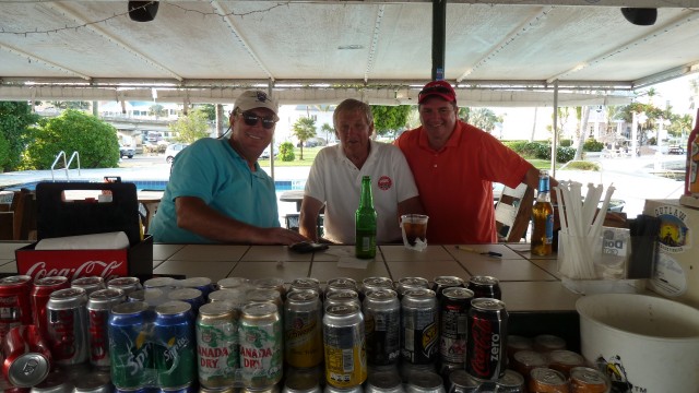 Drinks with playing partners after playing at the Ocean Club