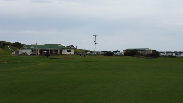 The 18th green at Port Fairy Golf Links