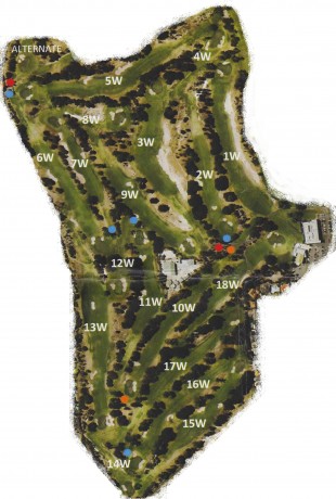 Map of the west course at The Grange Golf Club