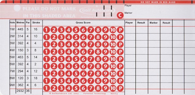 Scorecard for the front 9 at The Grange Golf Club