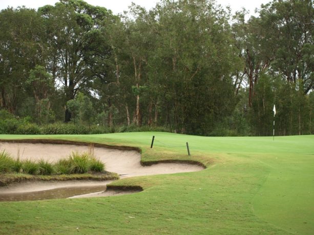 The 17th green at Pacific Dunes Golf Club