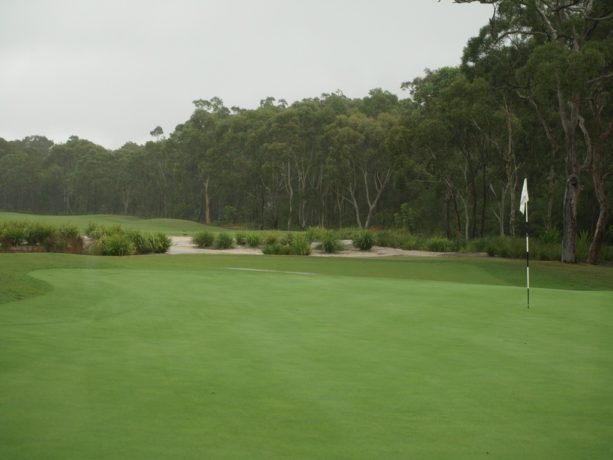 The 7th green at Pacific Dunes Golf Club