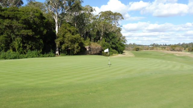 The 12th green at Riverside Oaks Golf Resort Bungool Course