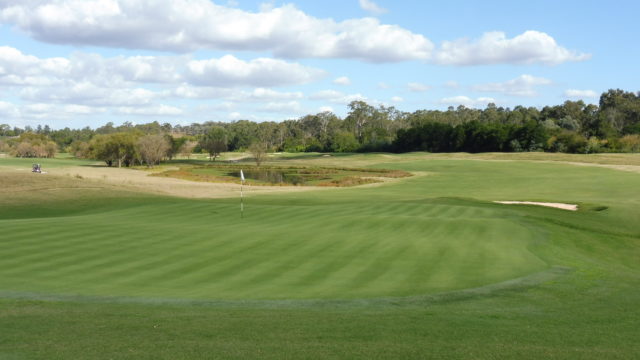 The 14th green at Riverside Oaks Golf Resort Bungool Course