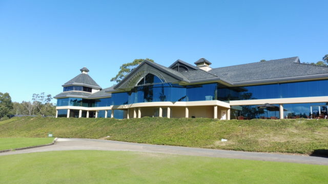 The clubhouse at Riverside Oaks Golf Resort