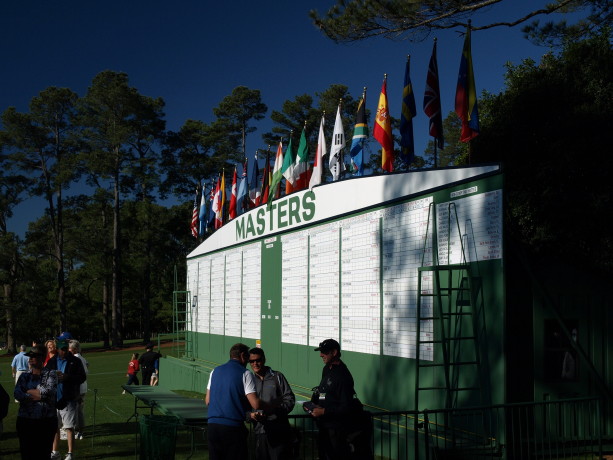 Leaderboard at The Masters golf tournament