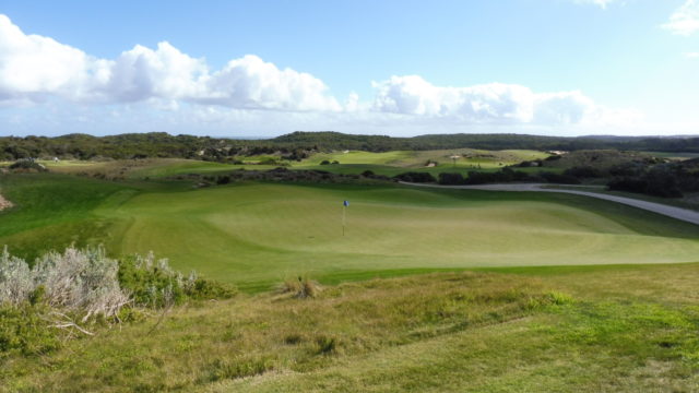 The 13th green at The National Golf Club Moonah Course