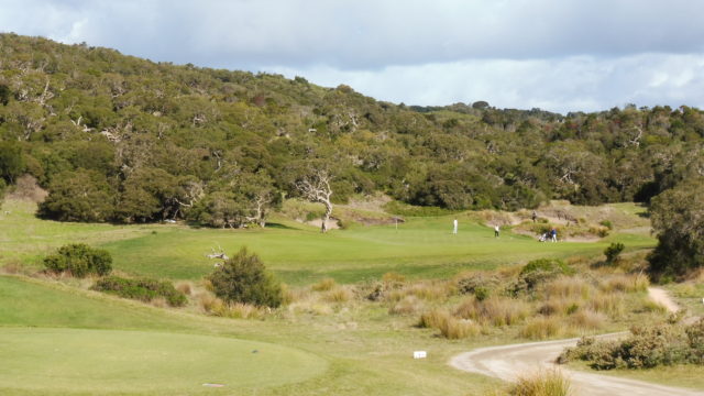 The 17th tee at The National Golf Club Moonah Course