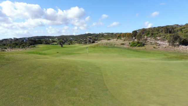 The 18th green at The National Golf Club Moonah Course