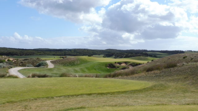 The 8th tee at The National Golf Club Moonah Course