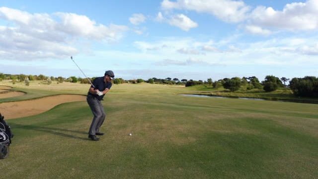 James on the 17th fairway at Thirteenth Beach Golf Links Creek Course