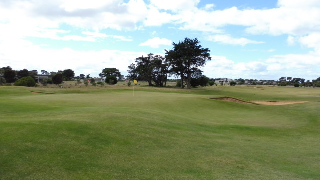 The 1st green at Thirteenth Beach Golf Links Creek Course