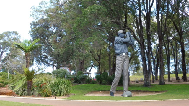 Statue of Roger Mackay at Araluen Golf Resort