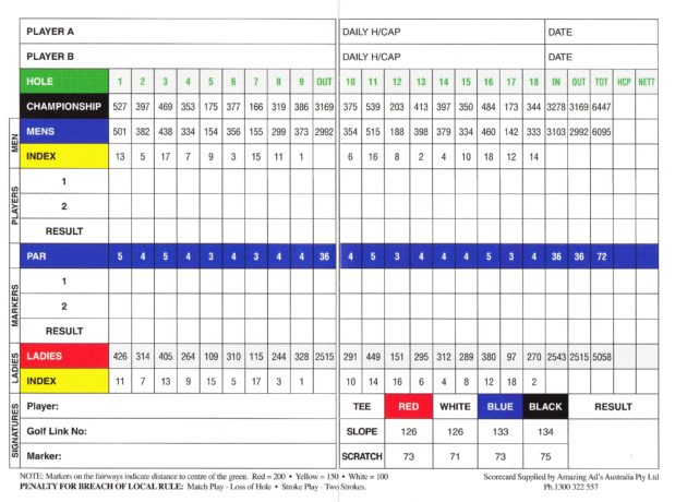 Scorecard for Secret Harbour Golf Links