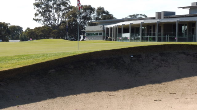 Ball plugged in 18th Bunker at Horsham Golf Club