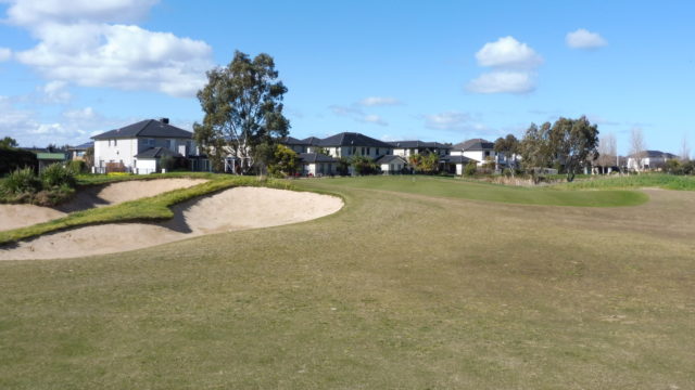 The 12th green at Sanctuary Lakes Golf Club