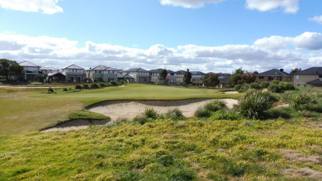 The 15th green at Sanctuary Lakes Golf Club