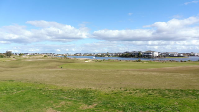 The 17th green at Sanctuary Lakes Golf Club